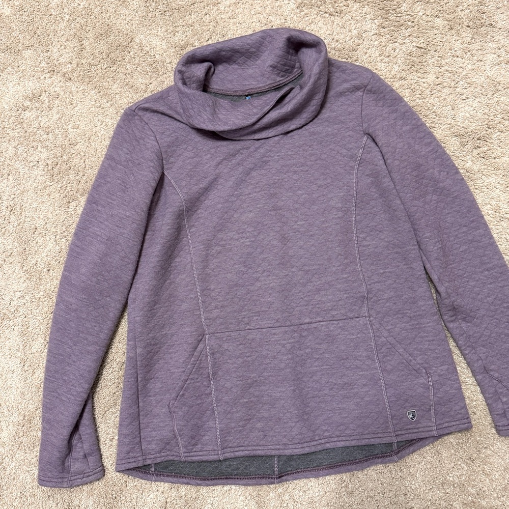 KUHL Athena quilted pullover cowl neck outdoor kangaroo pocket cozy Purple Large